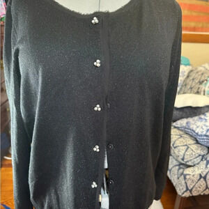 Talbots Metallic Cardigan Women’s 1X V.G.U.C. Snap Pearl Closure Merino Wool